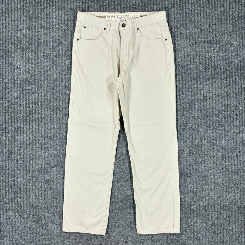 PD&C Authentic Apparel Mens Beige Straight Leg Pants Size 32x30 Cotton Casual